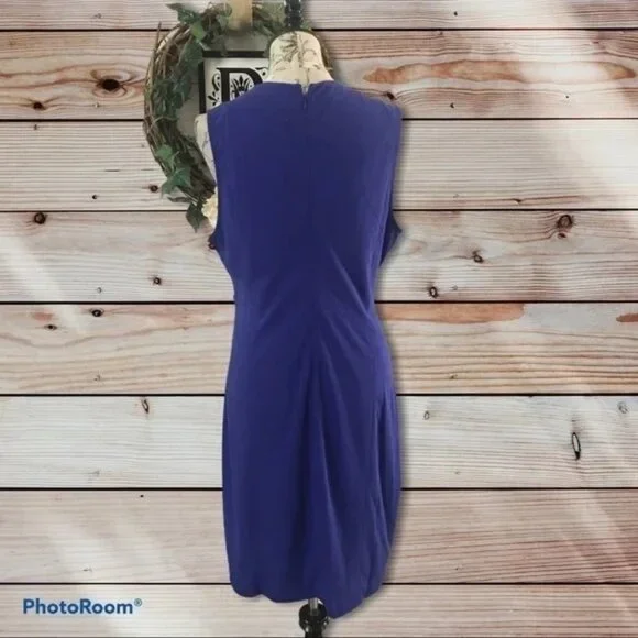 Sleeveless Size 16 Cobalt Blue Sheath Dress With V-Neckline - Picture 2 of 6